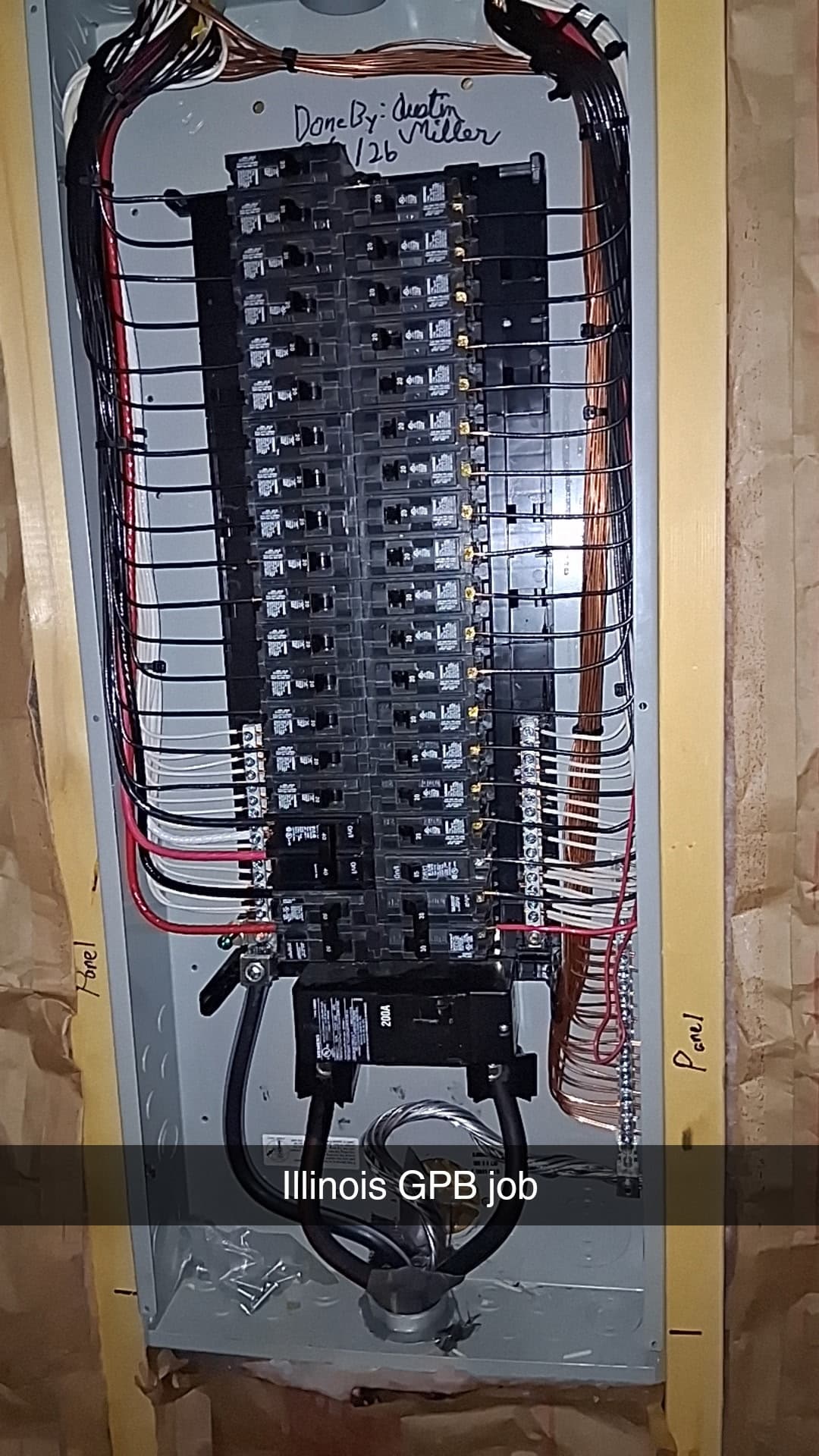 200-amp residential electrical panel installed by Primeline Electrical